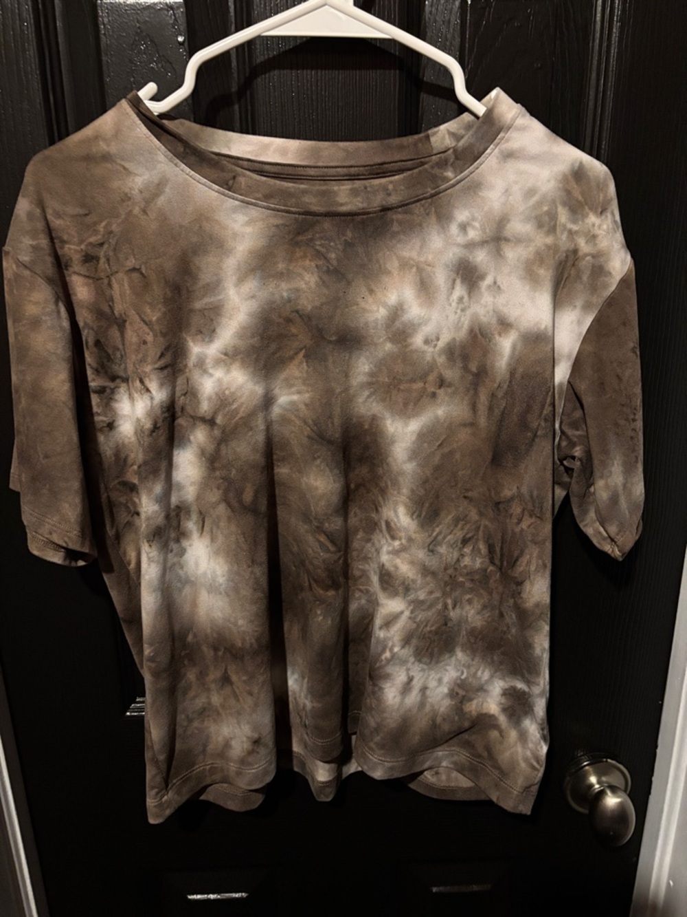 Relaxed Tie-Dye Short Sleeve Tee in Brown & Cream